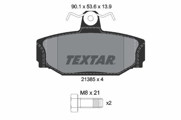 TEXTAR 2138501 Brake pad set not prepared for wear indicator, with brake caliper screws