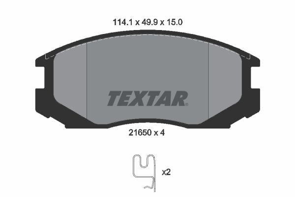7483D602 TEXTAR mit akustischer Verschleißwarnung Höhe: 49,9mm, Breite: 114,1mm, Dicke/Stärke: 15mm Bremsbelagsatz 2165001 günstig kaufen