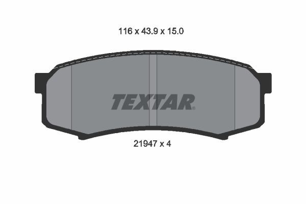 21947 TEXTAR Non predisposto per contatto segnalazione usura Alt.: 43,9mm, Largh.: 116mm, Spessore: 15mm Pastiglie dei freni 2194701 acquisto online