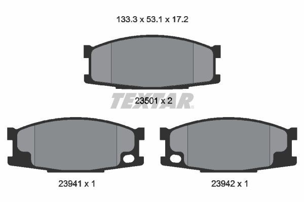 23501 TEXTAR not prepared for wear indicator Height: 53,1mm, Width: 133,3mm, Thickness: 17,2mm Brake pads 2350101 buy