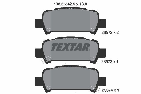 TEXTAR 2357202 Brake pad set with acoustic wear warning