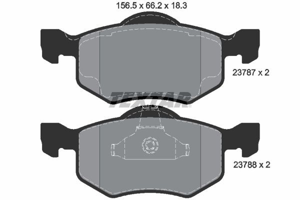 23787 TEXTAR not prepared for wear indicator Height: 66,2mm, Width: 156,4mm, Thickness: 18,3mm Brake pads 2378701 buy