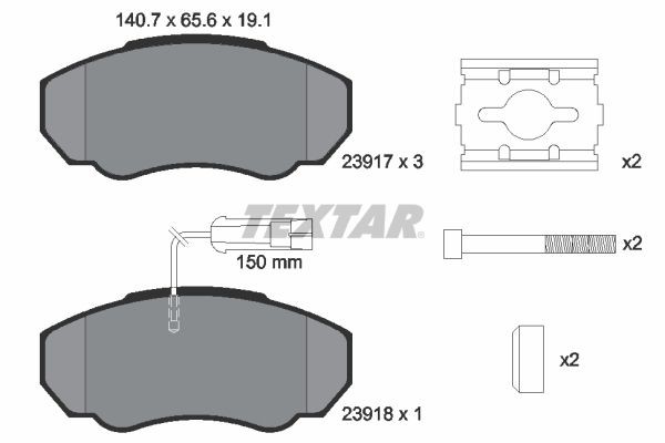 Peugeot BOXER Tuning ricambi auto - Kit pastiglie freno TEXTAR 2391701