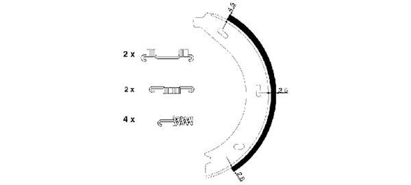 TEXTAR 91054600 Handbrake shoes without handbrake lever, with accessories