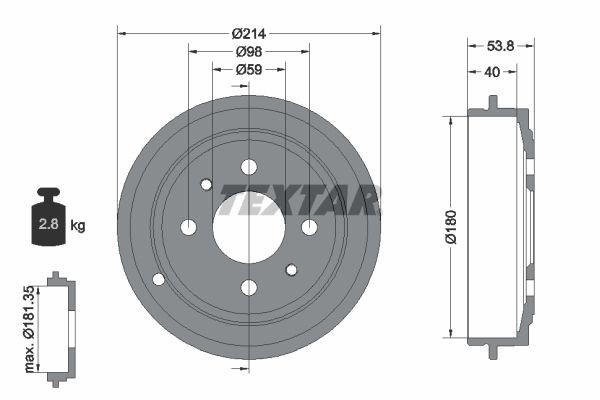 94014800 TEXTAR Drum brake kit BMW without wheel hub, without wheel bearing, without wheel studs, 214mm