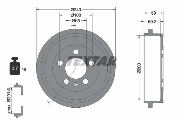 TEXTAR Brake drum rear and front AUDI A6 Saloon (4F2, C6) new 94023800