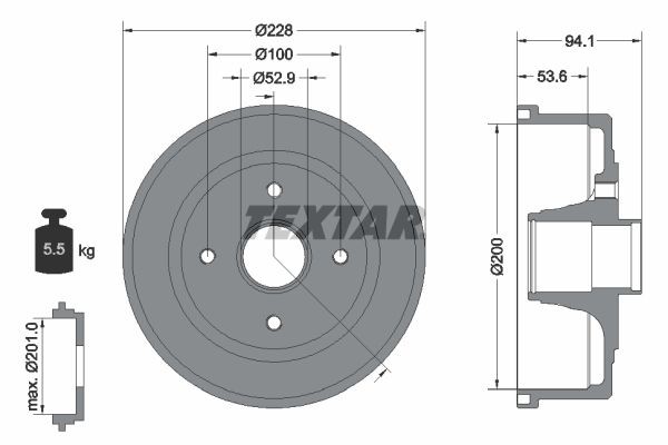 TEXTAR Brake drum rear and front Corsa C new 94024200