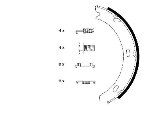 91032800 TEXTAR Parking brake shoes FIAT without handbrake lever, with accessories