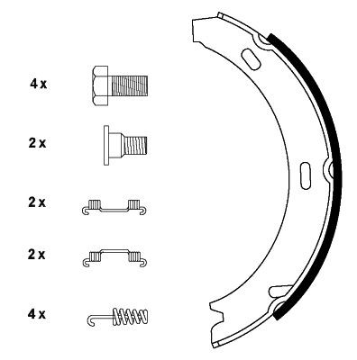 TEXTAR 91044500 Handbrake shoes without handbrake lever, with accessories