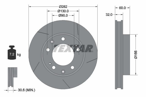 TEXTAR 92033200 Brake disc 282x32mm, 05/09x130, internally vented, slotted