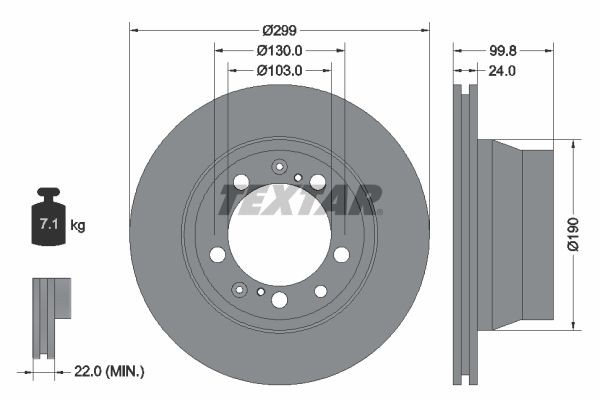 TEXTAR 92052400 Brake disc 299x24mm, 05/10x130, internally vented