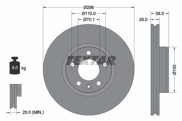 Opel SENATOR Brake disc TEXTAR 92057700 cheap
