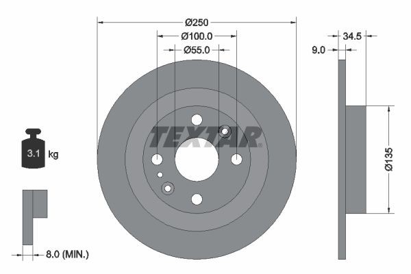 Original 92061700 TEXTAR Brake disc FORD USA
