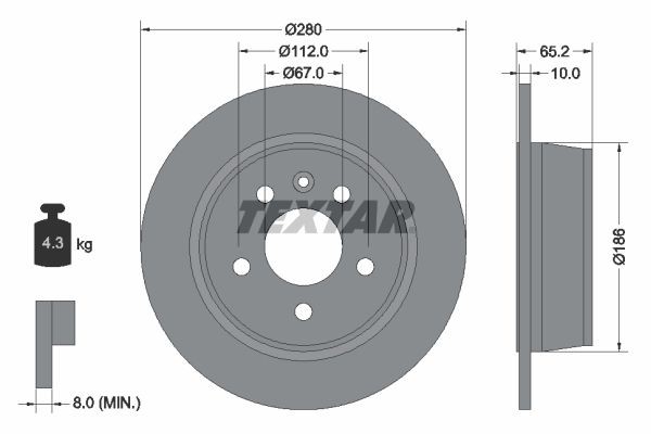 Original TEXTAR 98200 0745 0 1 Disc brake set 92074500 for MERCEDES-BENZ V-Class