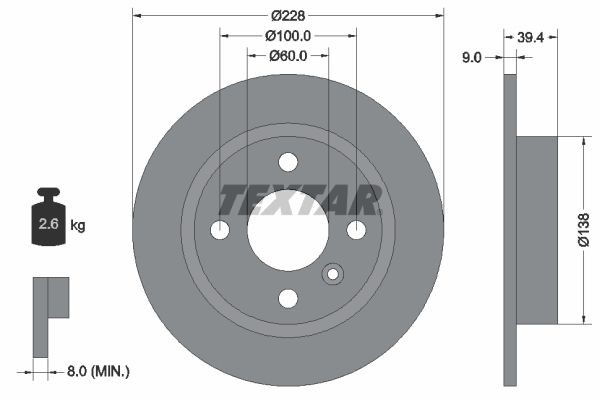 TEXTAR 92082800 Brake discs VOLVO 440 K 1988 in original quality