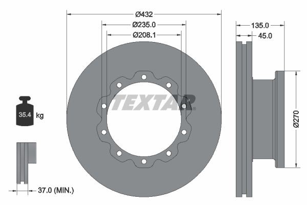 TEXTAR 93087000 Bremsscheibe für MAN TGA LKW in Original Qualität