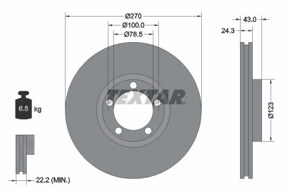 TEXTAR 92088200 Brake disc 270x24,3mm, 05/05x100, internally vented