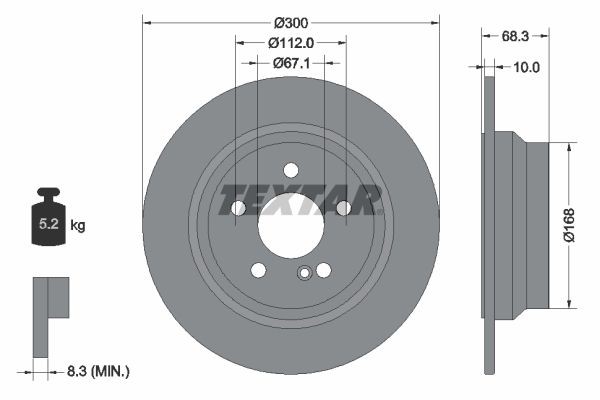 98200 1154 0 1 TEXTAR 300x10mm, 05/06x112, solid Ø: 300mm, Brake Disc Thickness: 10mm Brake rotor 92115400 buy