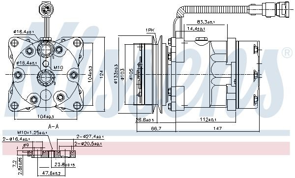 NISSENS 89078 Air conditioner compressor SD7H15, 24V, PAG 46, R 134a