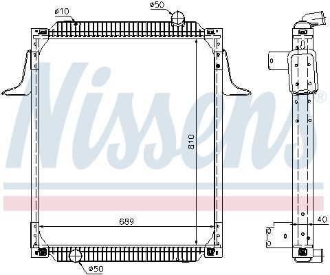 NISSENS Aluminium, 810 x 689 x 40 mm, mit Rahmen, Kühlrippen gelötet Kühler, Motorkühlung 63789A kaufen