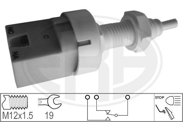 ERA 330049 Brake Light Switch Mechanical, M12 x 1,5, 3-pin connector