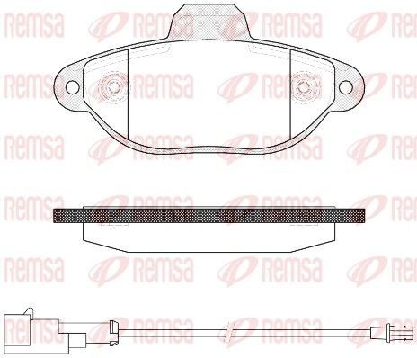 REMSA 0414.22 Brake pad set Front Axle, incl. wear warning contact, with adhesive film, with accessories