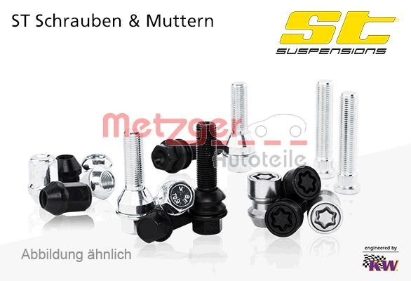 Wheel bolt and wheel nuts METZGER M12 x 1,5, Conical Seat F, black, SW17 - 156120161
