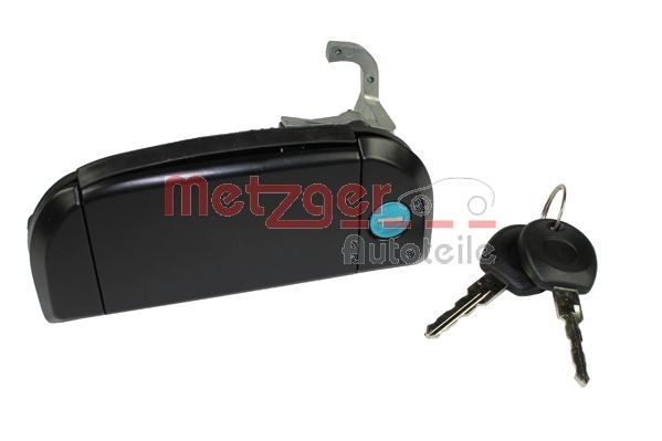METZGER 2310500 Door Handle Left Front, with lock barrel, with key, black