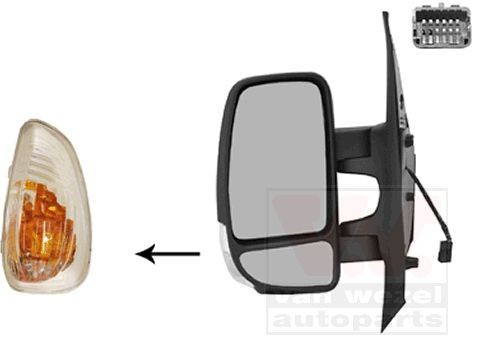 VAN WEZEL Left, black, Complete Mirror, Convex, for manual mirror adjustment, with wide angle mirror, Short mirror arm Number of occupied contacts: 2 Side mirror 3799801 buy