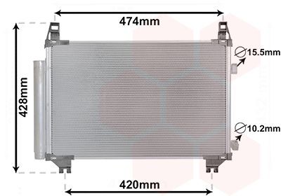 VAN WEZEL 53005665 Air conditioning condenser with dryer, for vehicles with start-stop function, for vehicles without start-stop function, Aluminium, 498mm