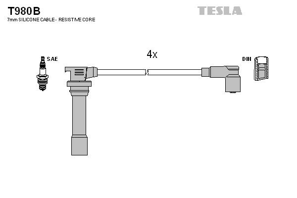 Original TESLA Spark plug wire T980B for MAZDA PREMACY