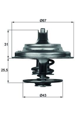 MAHLE ORIGINAL TX 23 71D Engine thermostat Opening Temperature: 71°C, 67mm, with seal