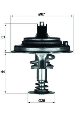 MAHLE ORIGINAL TX 26 80D1 Engine thermostat Opening Temperature: 80°C, 67mm, with seal