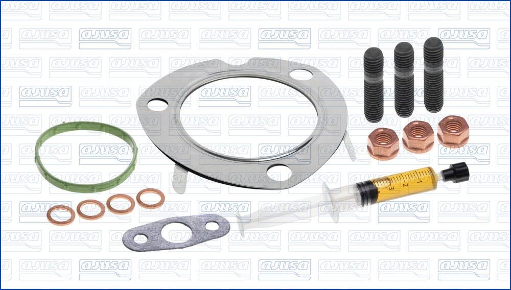 Turbocharger gasket AJUSA with studs, syringe with oil, with gaskets/seals - JTC11786