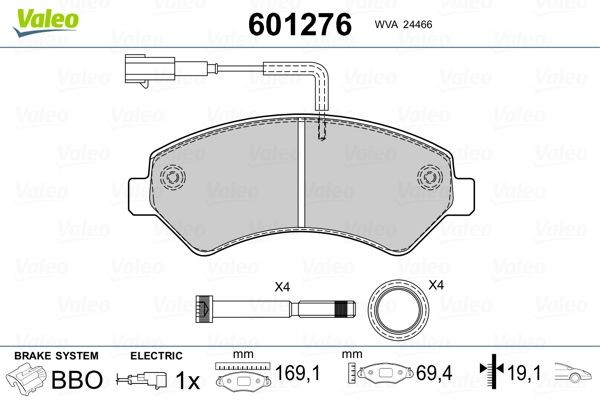 VALEO 601276 Brake pad set Front Axle, incl. wear warning contact, with anti-squeak plate