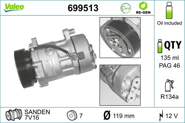Great value for money - VALEO Air conditioning compressor 699513