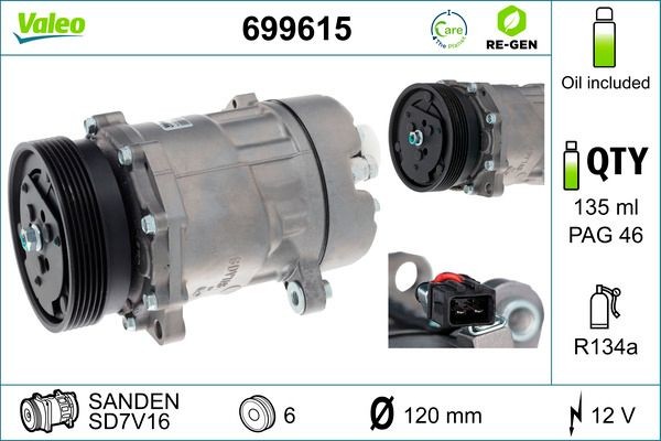 Great value for money - VALEO Air conditioning compressor 699615