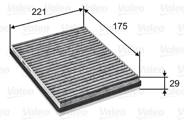 VALEO Activated Carbon Filter, 221 mm x 175 mm x 29 mm, CLIMFILTER PROTECT Width: 175mm, Height: 29mm, Length: 221mm Cabin filter 715750 buy