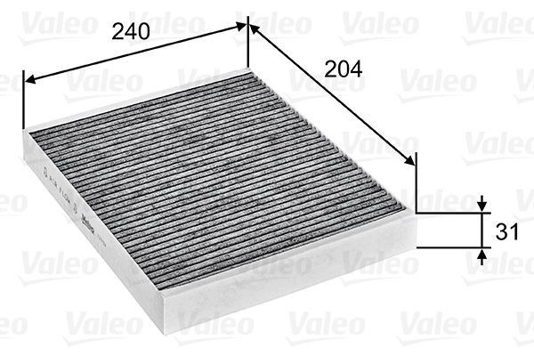 715752 Air con filter 715752 VALEO Activated Carbon Filter, 240 mm x 204 mm x 31 mm, CLIMFILTER PROTECT