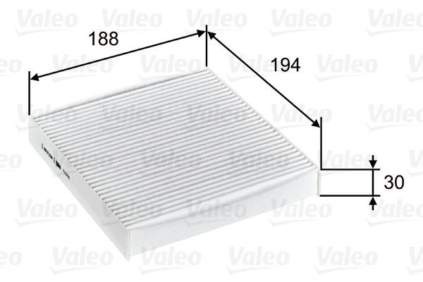 715755 VALEO Pollen filter DODGE Particulate Filter, 195 mm x 187 mm x 30 mm, CLIMFILTER COMFORT