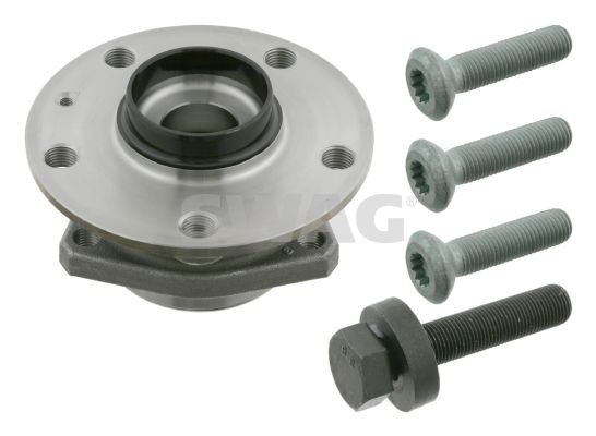 SWAG 30 92 7342 Wheel bearing kit Front Axle Left, Front Axle Right, Wheel Bearing integrated into wheel hub, with integrated magnetic sensor ring, with ABS sensor ring, with wheel hub, 136 mm, Angular Ball Bearing