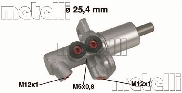 METELLI 05-0458 Brake master cylinder D1: 25,40 mm, Aluminium