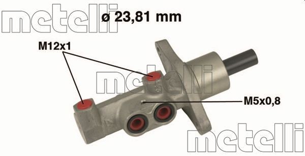 Master cylinder METELLI D1: 23,81 mm, Aluminium - 05-0475