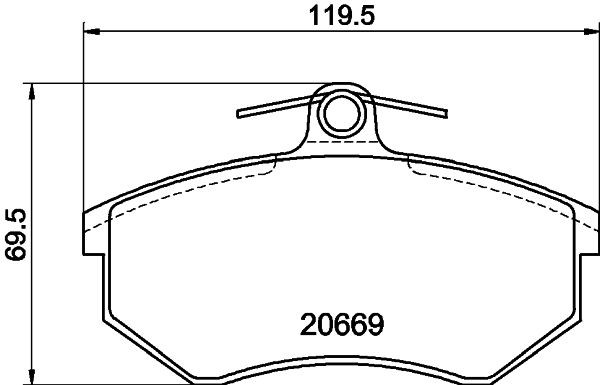 20669 MINTEX not prepared for wear indicator, with brake caliper screws Height: 69,5mm, Width: 119,5mm, Thickness: 19,6mm Brake pads MDB1190 buy