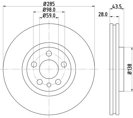 98200 1150 MINTEX 285x28mm, 05/06x98, internally vented Ø: 285mm, Brake Disc Thickness: 28mm Brake rotor MDC1598 buy