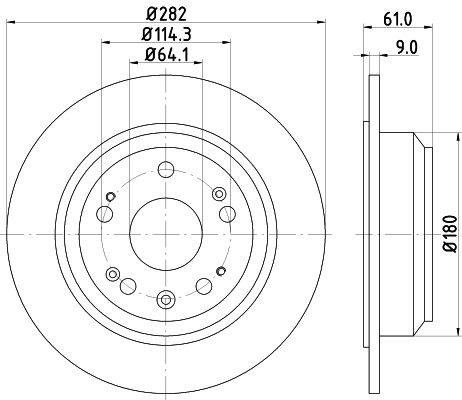 98200 1658 MINTEX 282x9mm, 05/10x114,3, solid Ø: 282mm, Brake Disc Thickness: 9mm Brake rotor MDC1858 buy