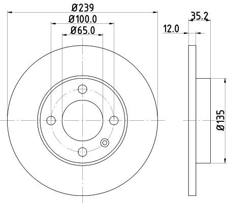 MINTEX MDC198 Brake disc 239x12mm, 04/05x100, solid