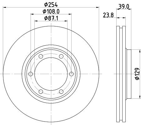 MINTEX MDC2016 Brake disc 254x23,8mm, 06/06x108, internally vented