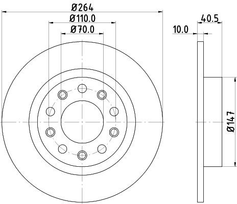 98200 2302 MINTEX 264x10mm, 05/10x110, solid Ø: 264mm, Brake Disc Thickness: 10mm Brake rotor MDC2279 buy