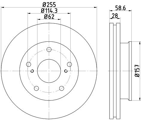 MINTEX MDC2303 Brake disc 255x28mm, 05/07x114,3, internally vented